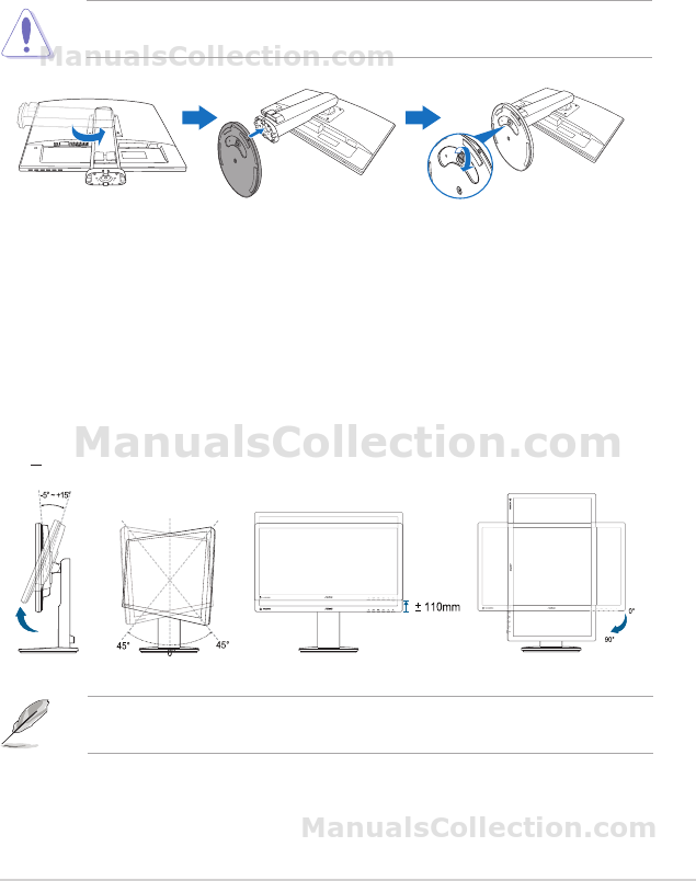 Asus Vg248qe 第 2 章 設定 2 1 モニターのアーム 台を組み立てる 2 2 モニターを調整する Vg248 Series User Guide 日本語