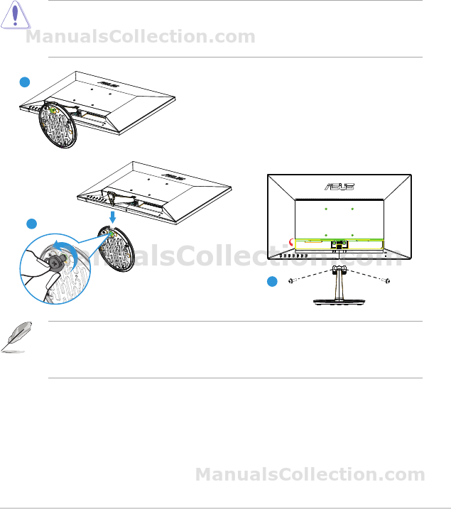 Asus Vn247h 2 1 Detaching The Arm Stand For Vesa Wall Mount Vn247 Series User Guide English